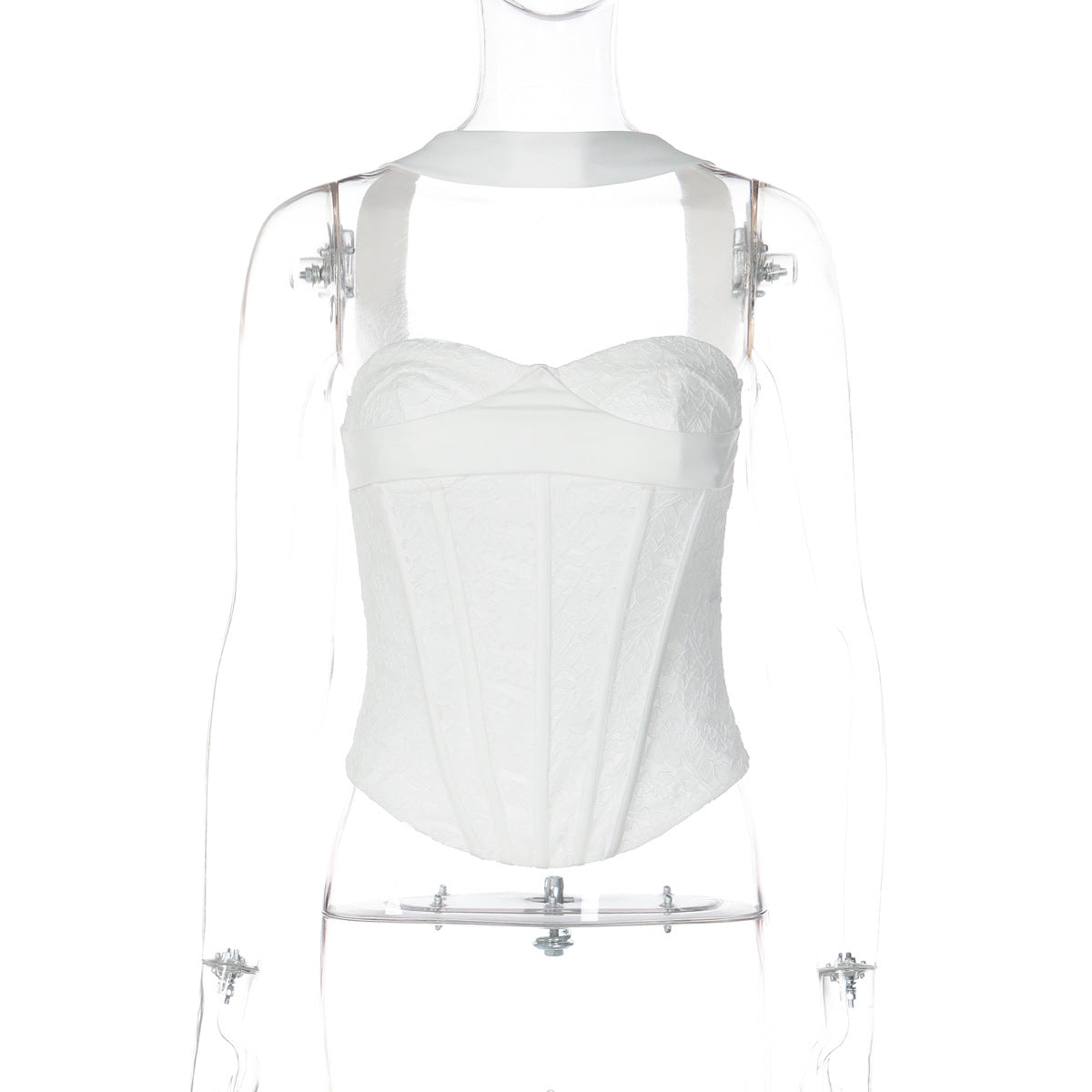 Summer Sexy Tube Top Fishbone Panelled Lace Halter Top