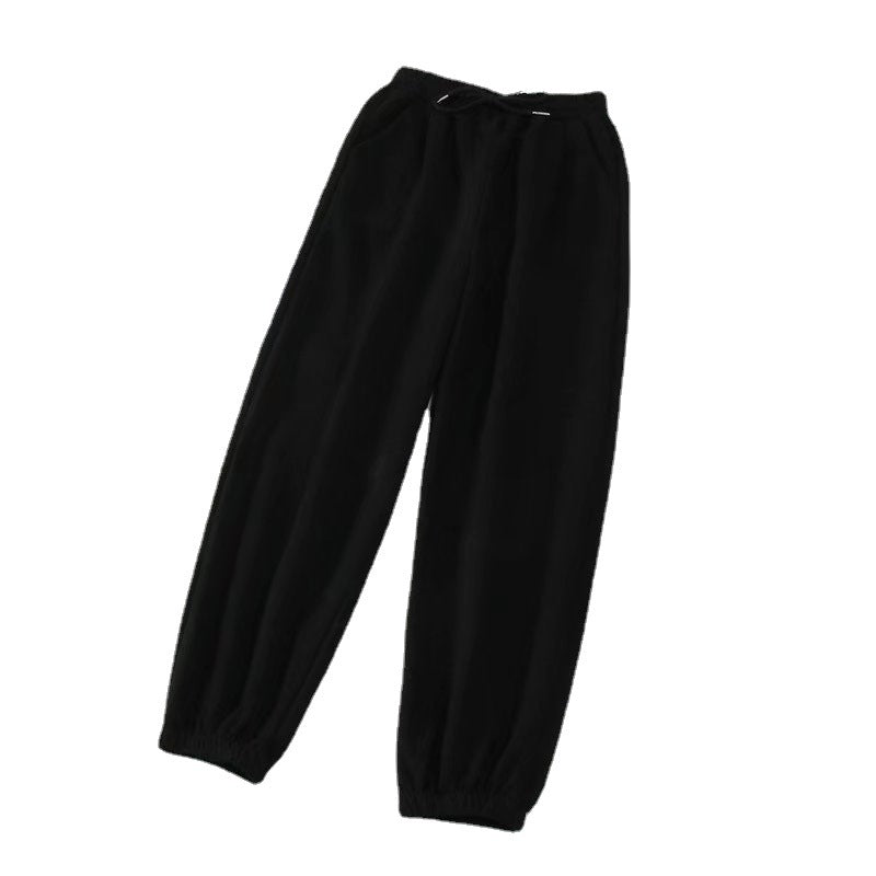 Fleece-lined Outer Wear Straight-leg Ankle-banded Pants