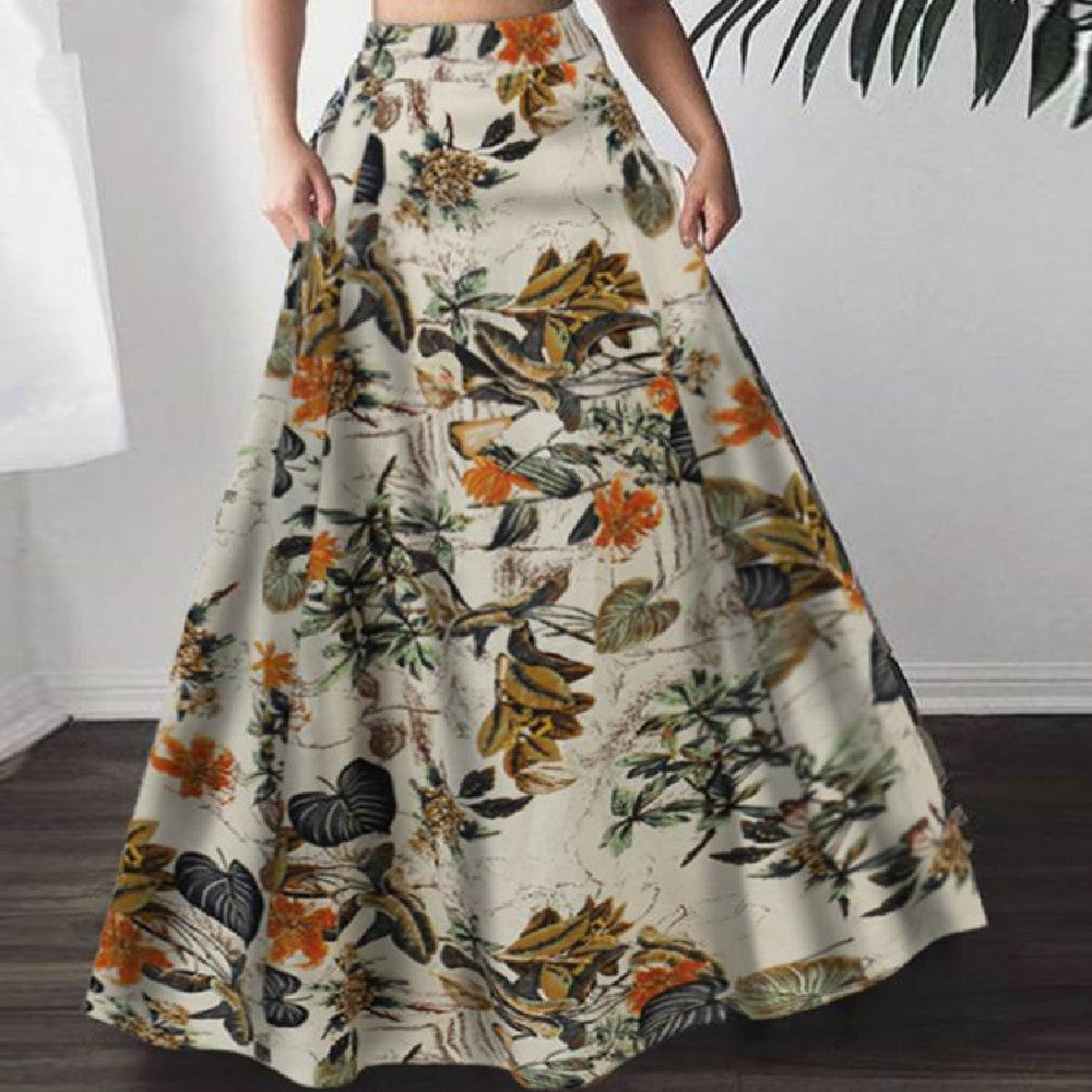 Casual Printed High Waisted Skirt