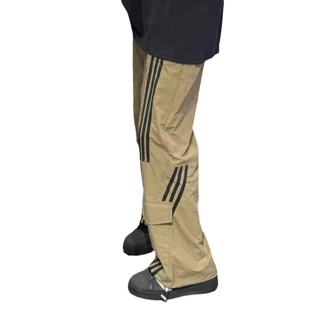 Straight Sports Loose Three Bars Casual Working Pants