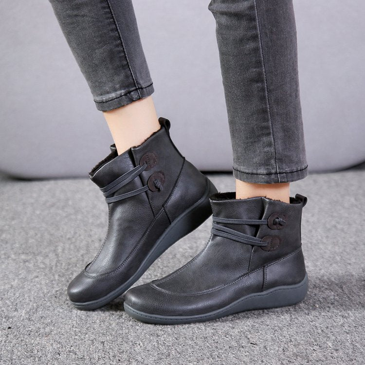 British Style Retro Booties Middle Heel Leisure