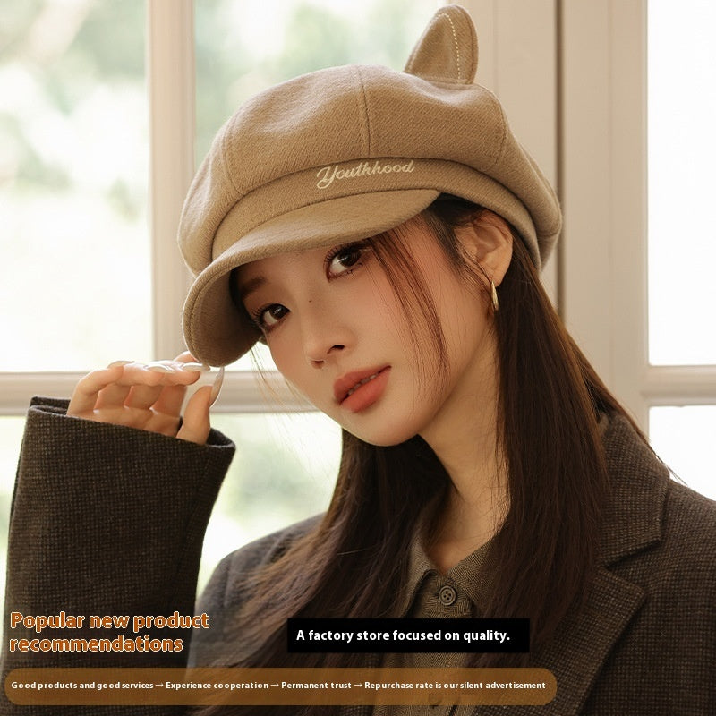 Cute Youth-looking Painter Cap Casual Letters