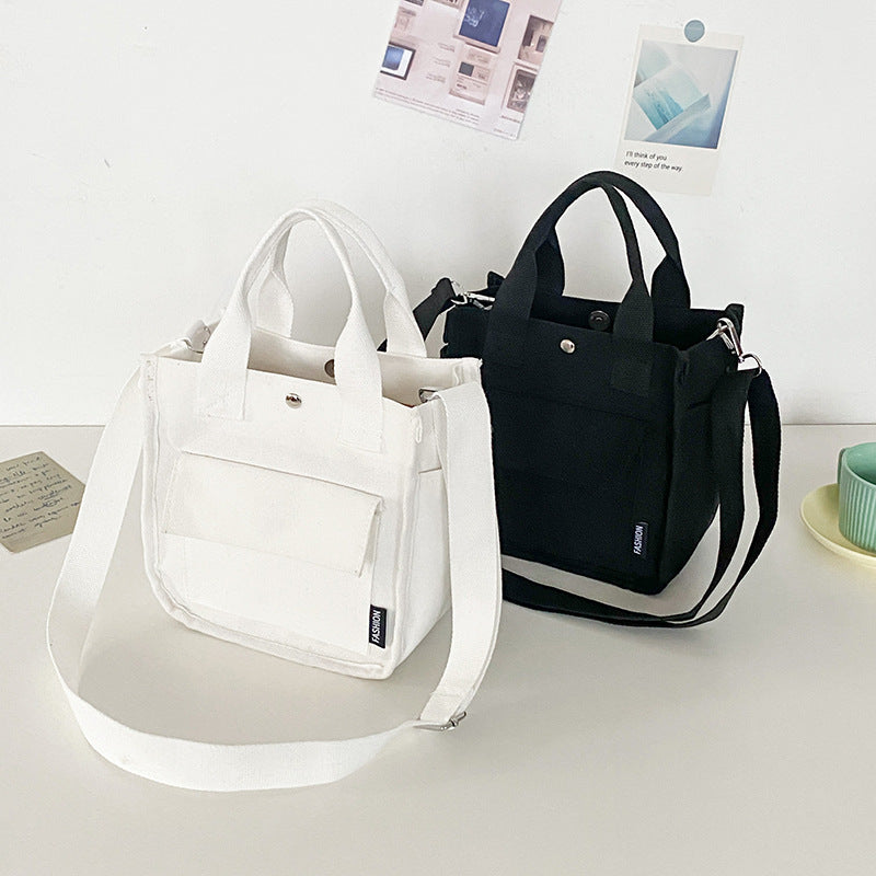 Tredimensionel Lærred Crossbody Taske med Flere Lommer