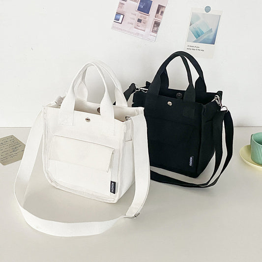 Tredimensionel Lærred Crossbody Taske med Flere Lommer