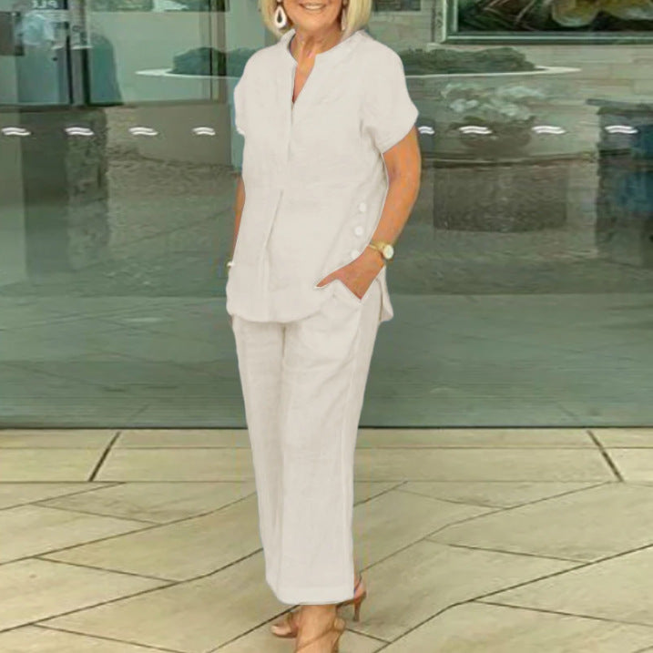 Short-sleeve Top And Pants Casual Two-piece Set