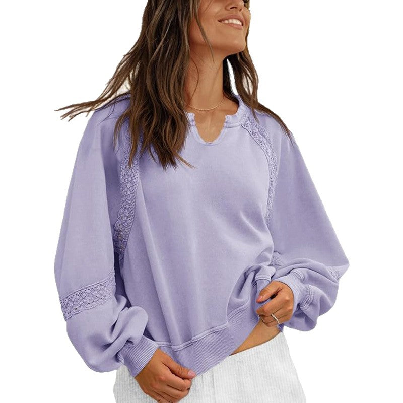 Dame Sweatshirt Afslappet V-hals Blonde Sweater