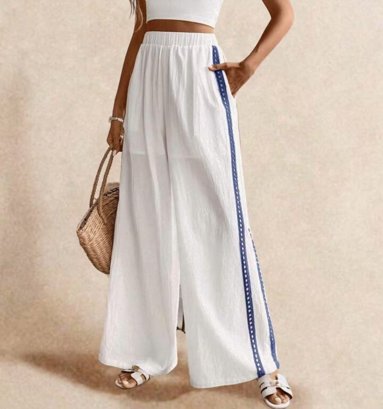 Womens Versatile Solid-color Loose Casual Pants
