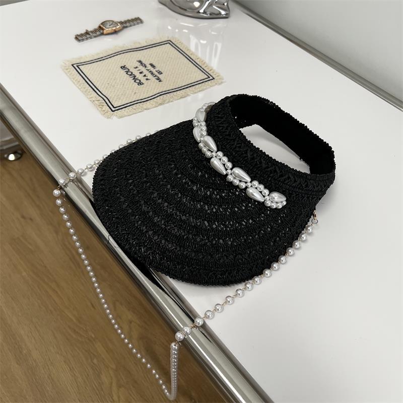 Handmade Pearl Chain Topless Hat Crossbody Outdoor