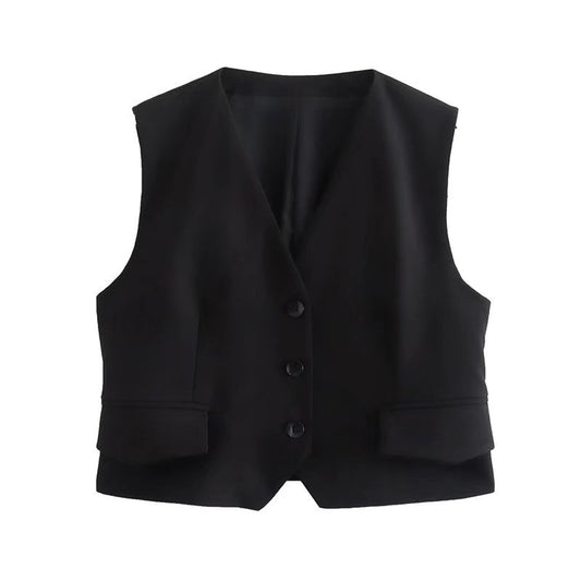 New Women's V-Neck Linen Solid Tank Top