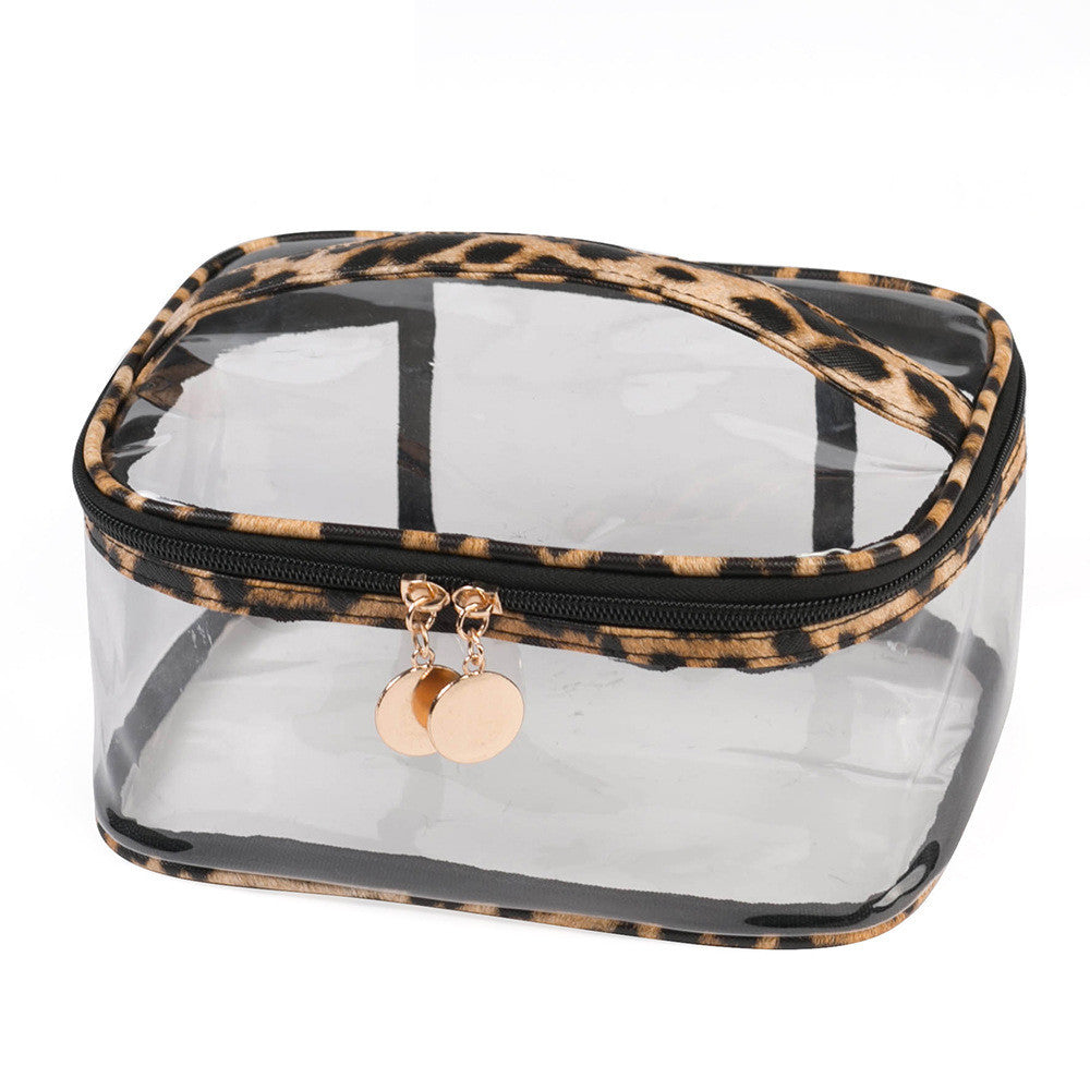 Leopard Print PVC Transparent Portable Cosmetic Bag