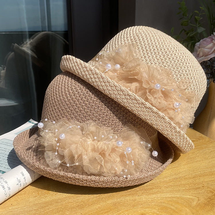 Curling Top All-match Flower Knit Breathable Bucket Hat