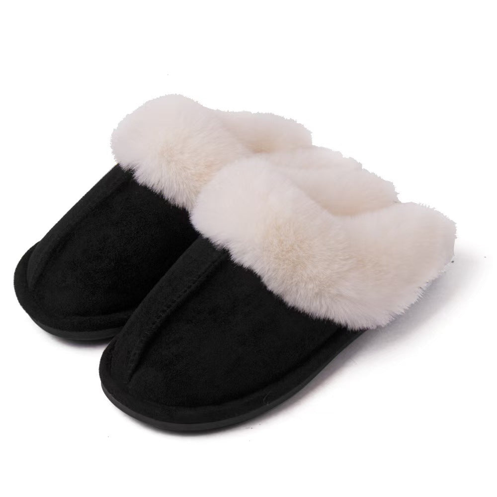 Thermal plush indoor lovers non-slip cotton slippers
