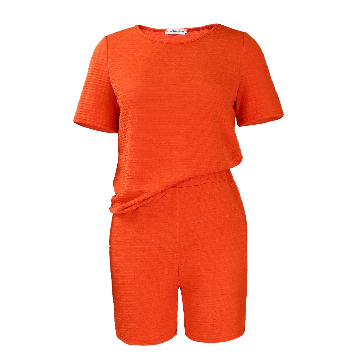 New Loose Solid Color Short Sleeve Top Shorts Fashion Casual Set