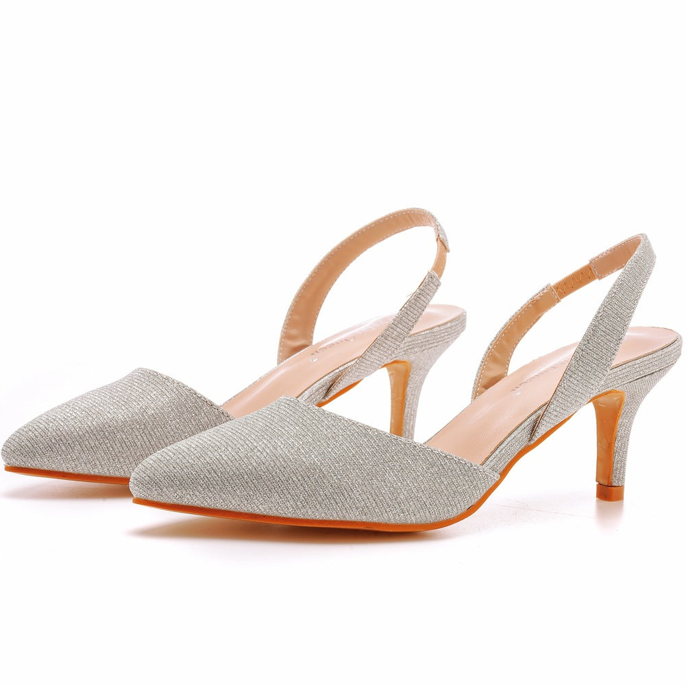 Low-cut Pointed-toe Color-changing Cloth Plus Size Sandals  6cm