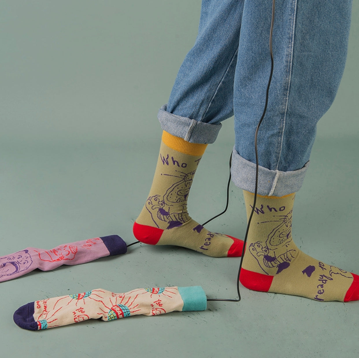 Pattern Couples Sports Cotton Mid Tube Socks Abstract