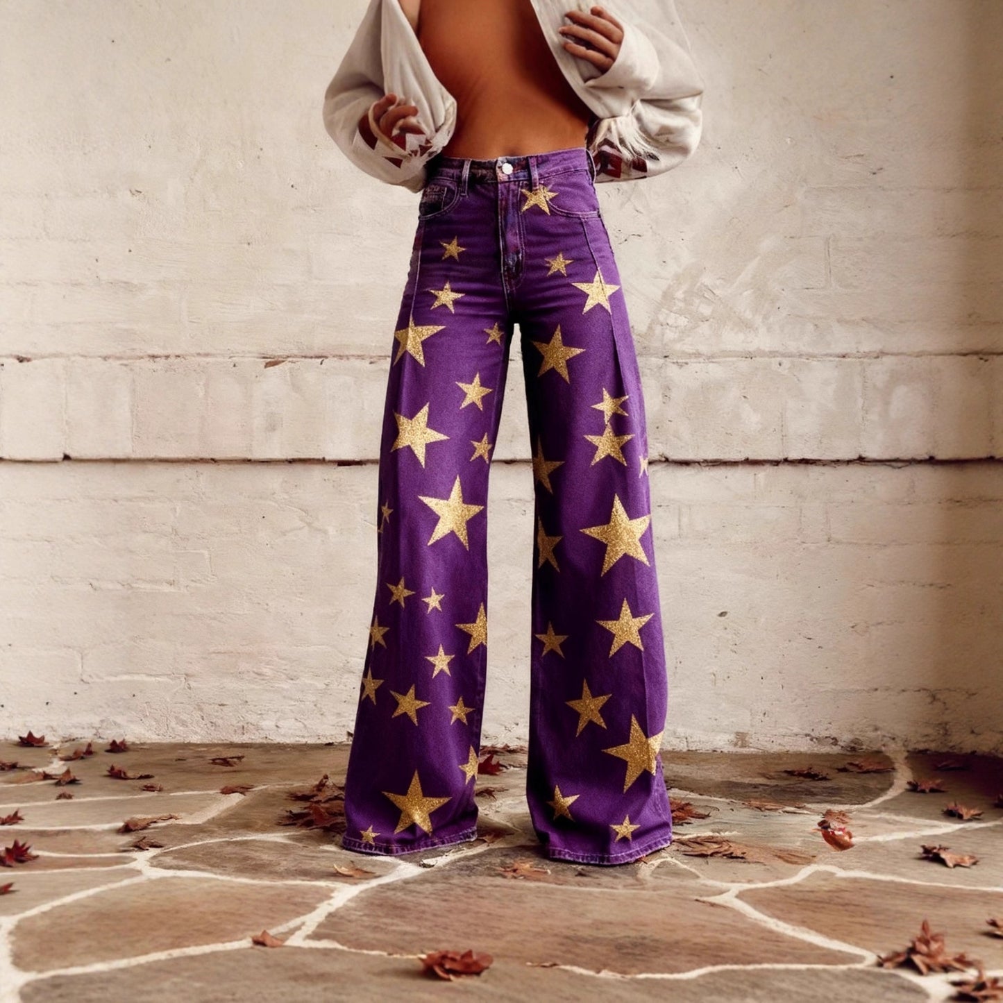Plus-size Casual Versatile Wide-leg Pants For Women Faux Fabric