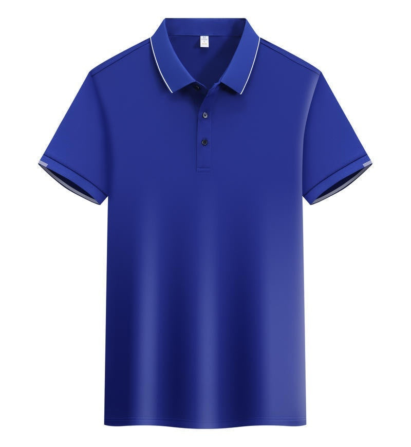 ICE Cotton Single Side Color Secondary Collar Lapel Short Sleeve Polo Shirt