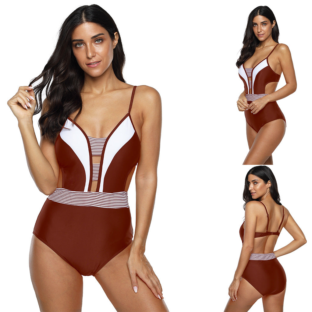 European And American Plus Size One-piece Swimsuit Multi-color