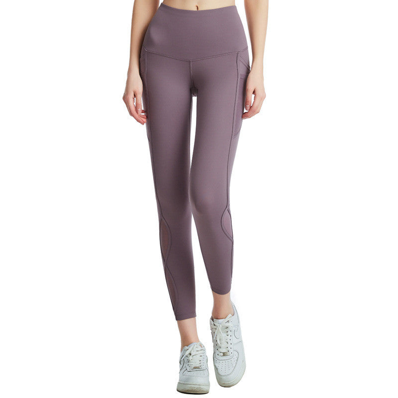 New High Waist Breathable Mesh Hollow Yoga Pants