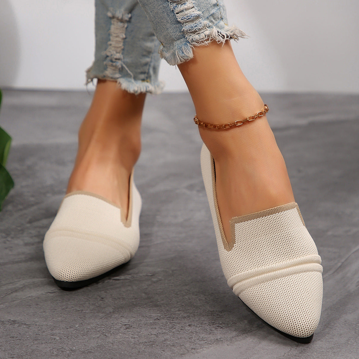 Large Size Flats Female Pointed-toe Fashion Leisure Slip On Pumps
