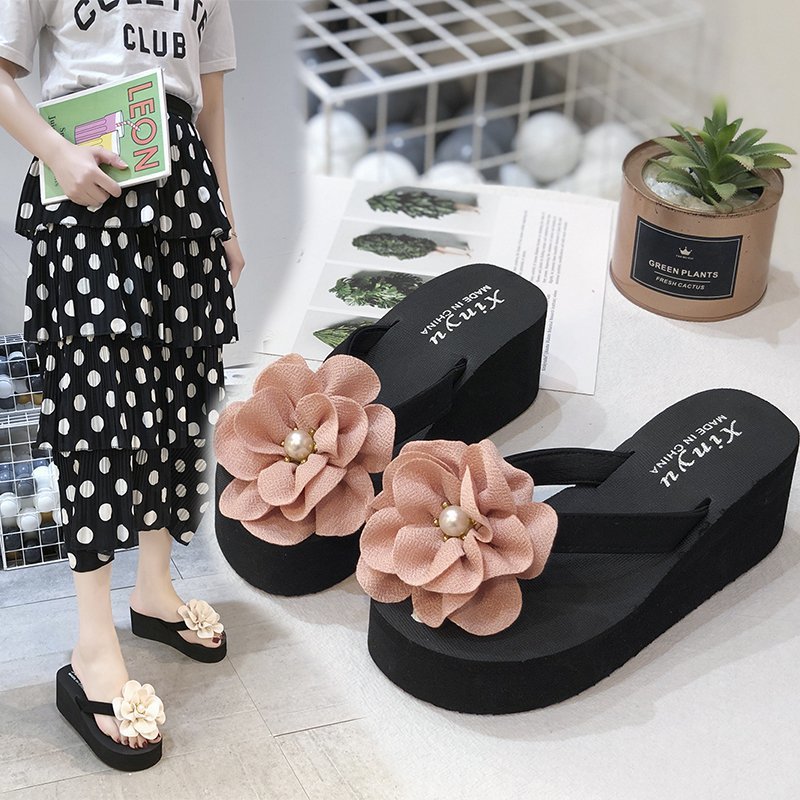 Outer Wear Flat Beach Shoes Flower Sandals