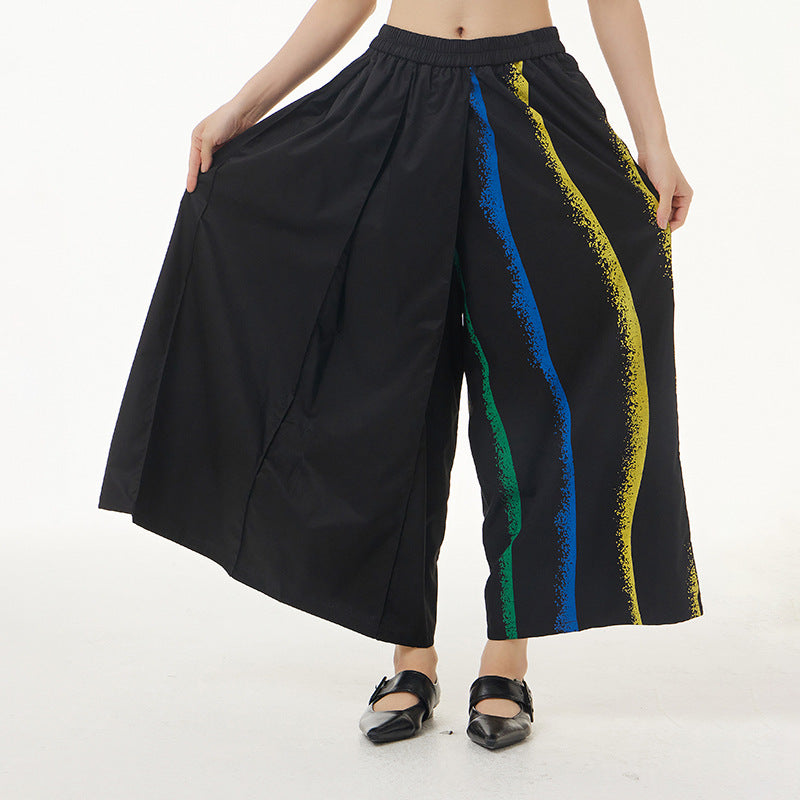 Plus Size Women's Color Striped Printed Pants