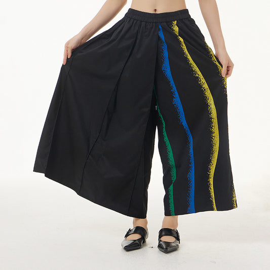 Plus Size Women's Color Striped Printed Pants