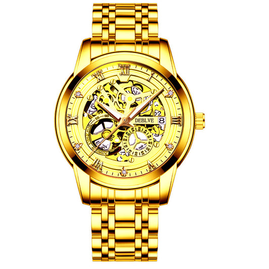 Skeleton Mechanical Hand Calendar Luminous Watch