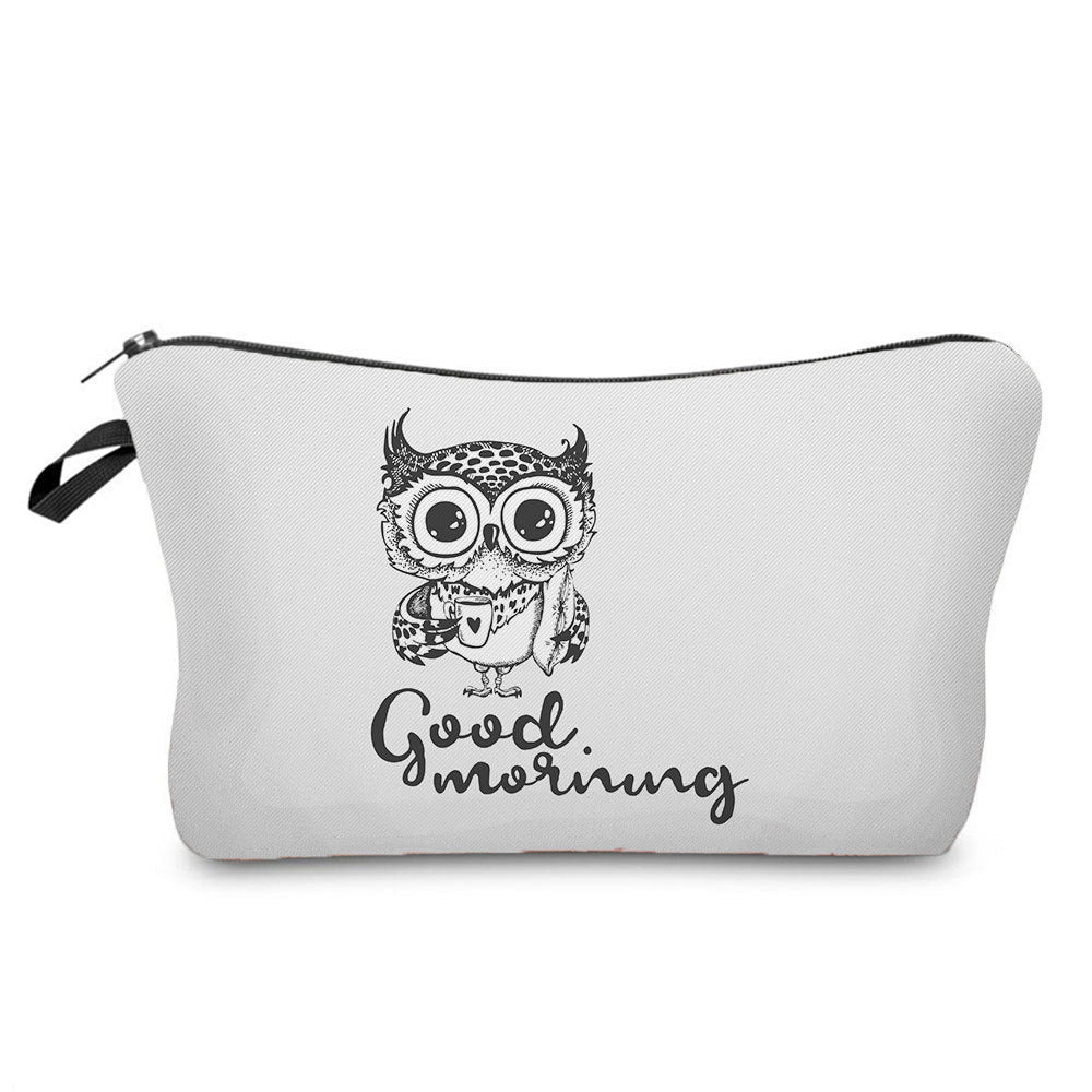 Cartoon Cute Owl Print Cosmetic Bag