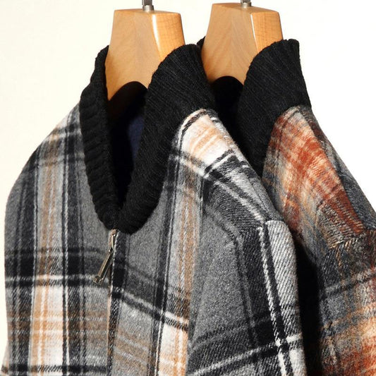 Fleece Jacket Zipper Cardigan Casual Plaid