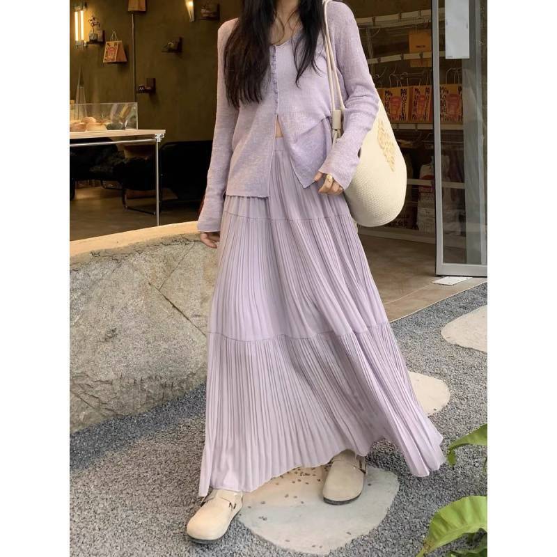 Elastic Waist Cross-body Slimming Dress Big Hem Umbrella Skirt