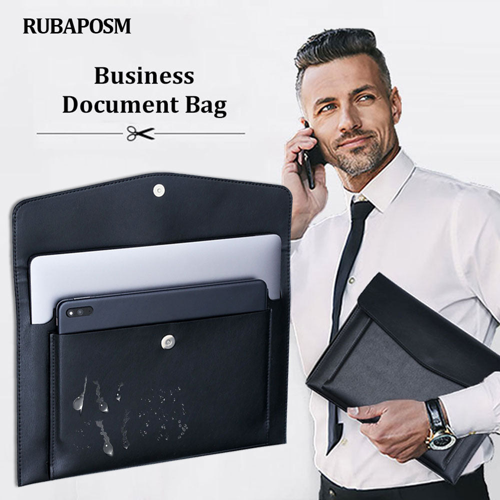 File Bag Contains Large Capacity Double-layer Leather Protective Sleeve
