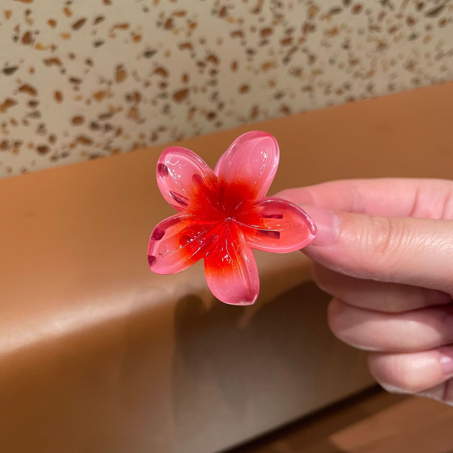 Plumeria Rubra Grip Flower Barrettes Female 4CM