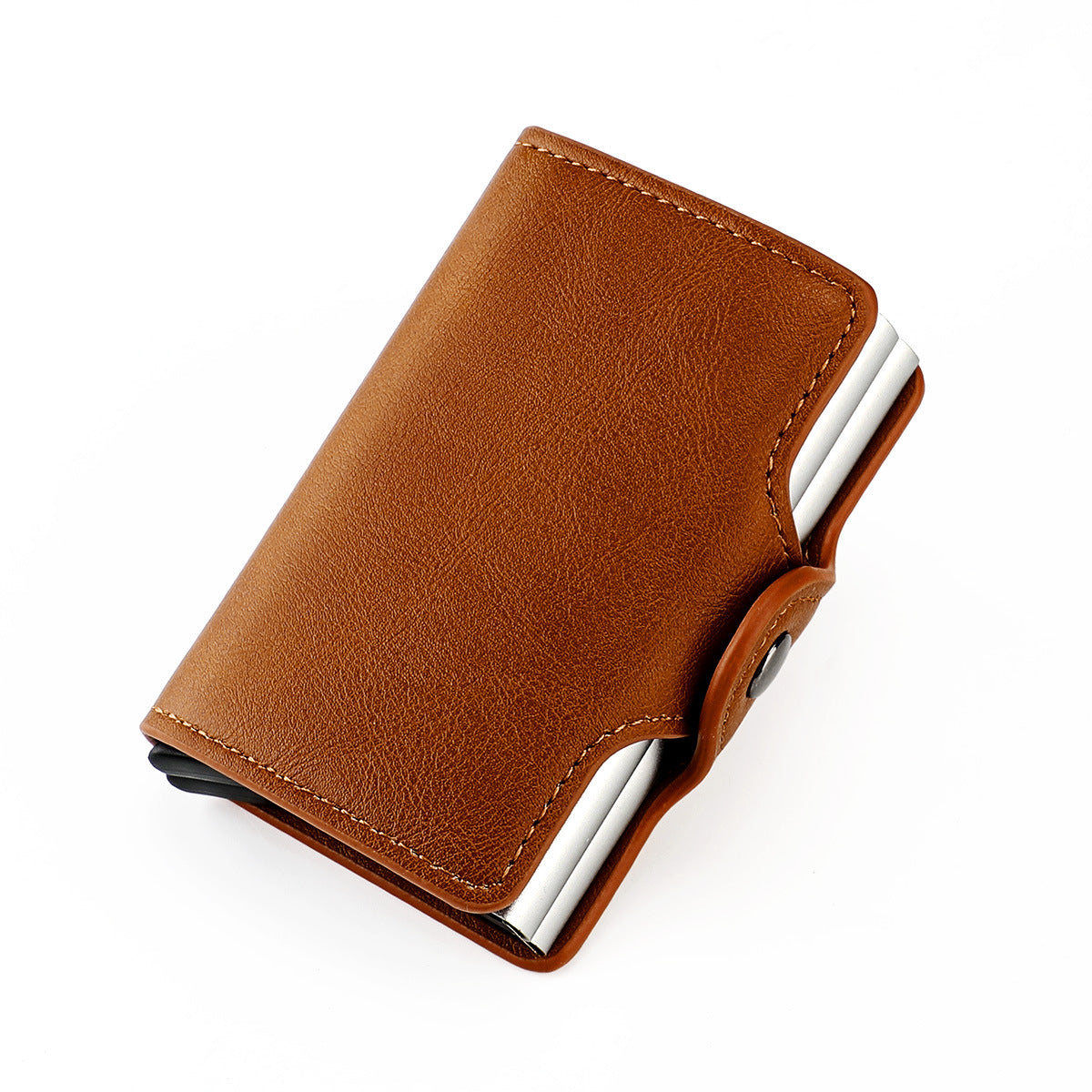 Men's RFID Aluminum Box Card Clamp Automatic Pop-up Double Aluminum Box