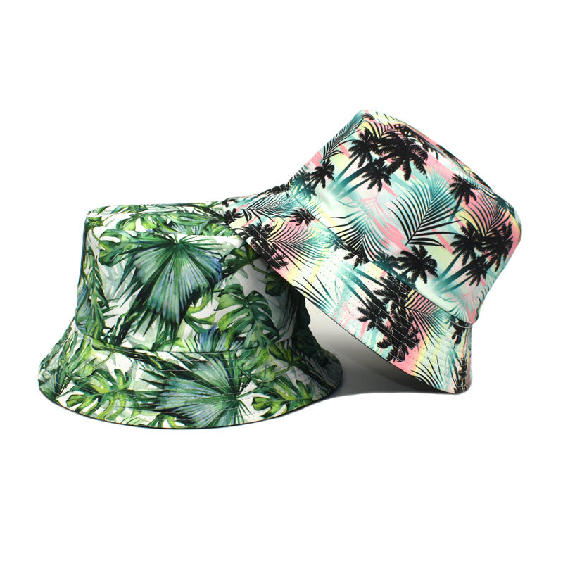 European And American New Plant Printing Bucket Hat Women