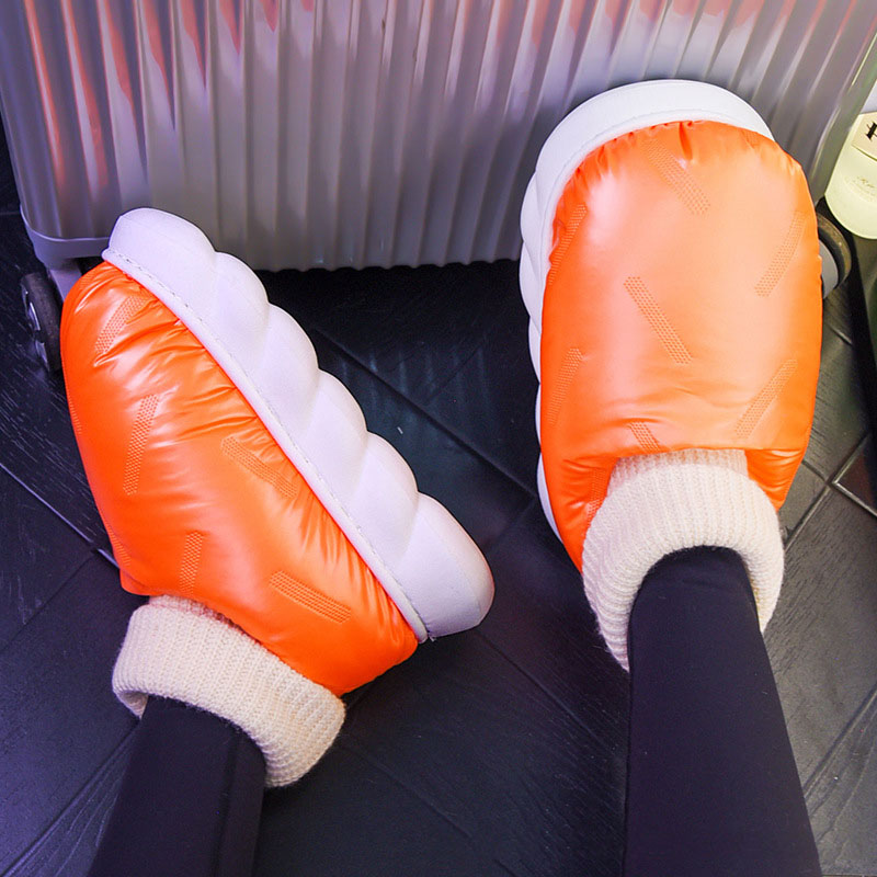 Bread Velvet Cotton Slippers Waterproof Home Warm Couples Shoes