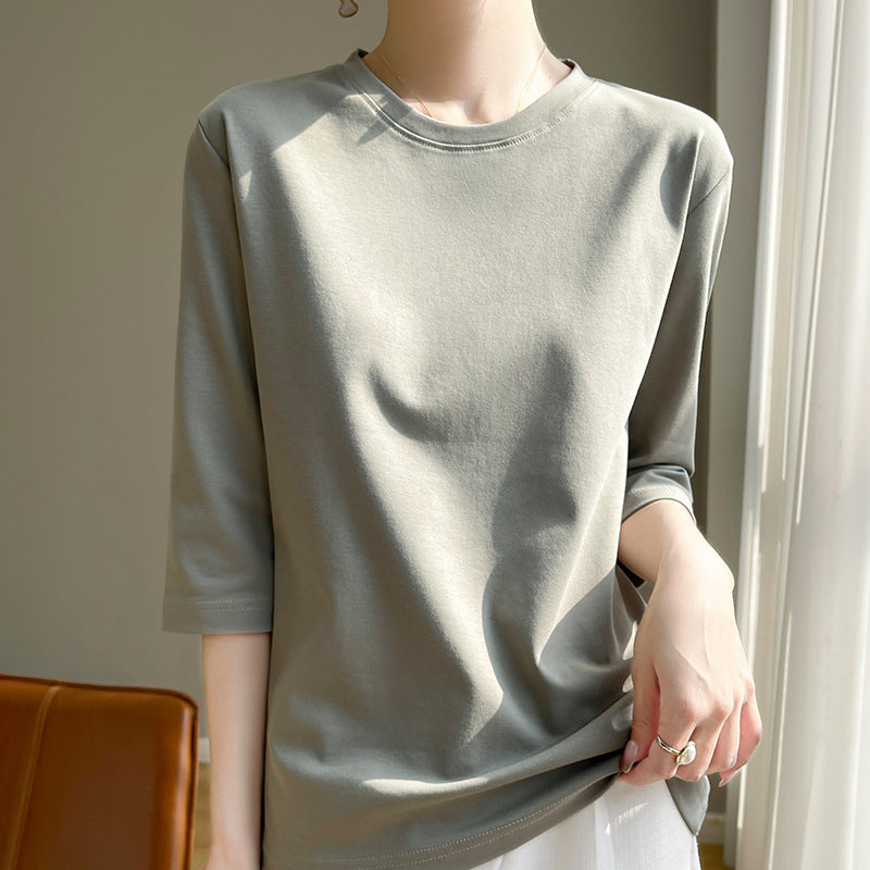Mid-sleeve Bottoming Shirt Outer Wear Half-sleeve T-shirt Top