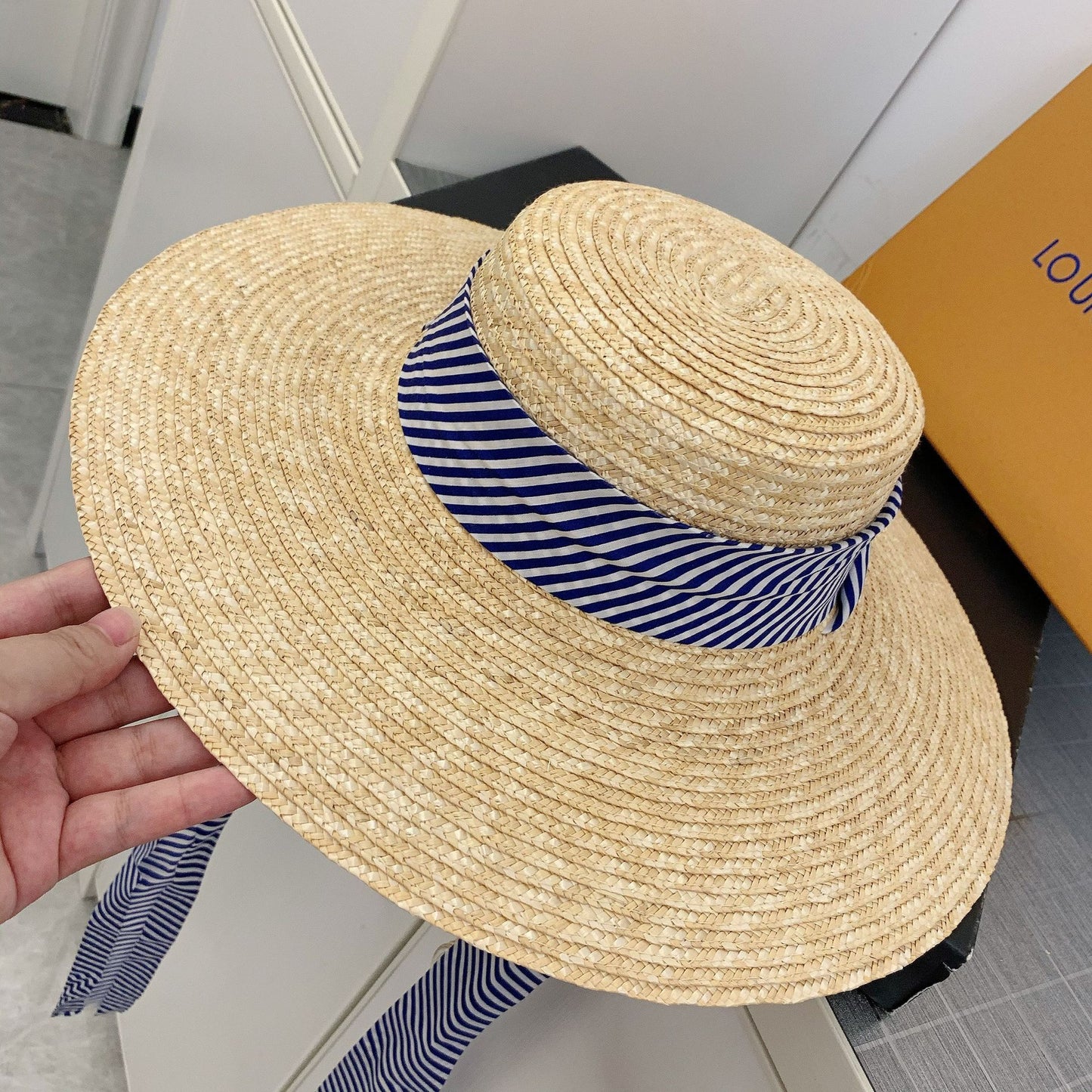 Blue Strappy Beach Spring Summer Seaside Sun Hat