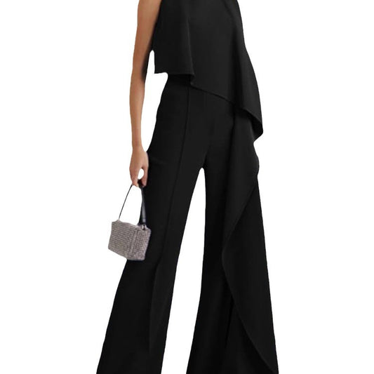 Ensfarvet Moderne Jumpsuit med Lynlås til Kvinder
