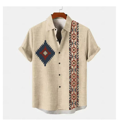 Summer Men's Breathable Four-sided Stretch Short Sleeve