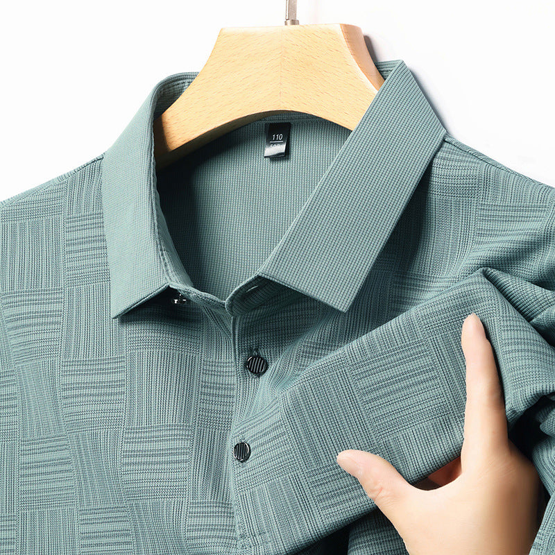 Slim Fit Åndbar Ny Herre Lapel T-shirt