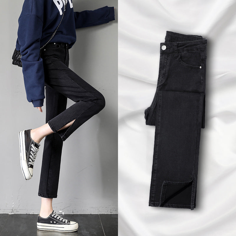Thin And Versatile Nine-point Straight Pipe Pants