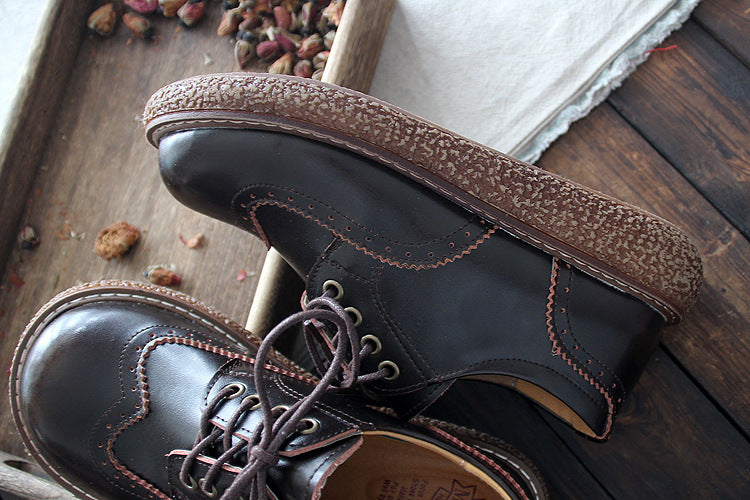 Literary Retro Small Leather  Women's Shoes