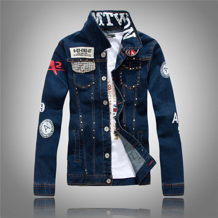 Herre-denimjakke i ny koreansk stil