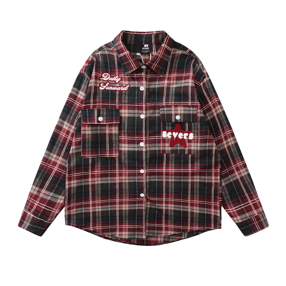 Casual Letter Embroidery Street Lapel Button Cardigan Shirt
