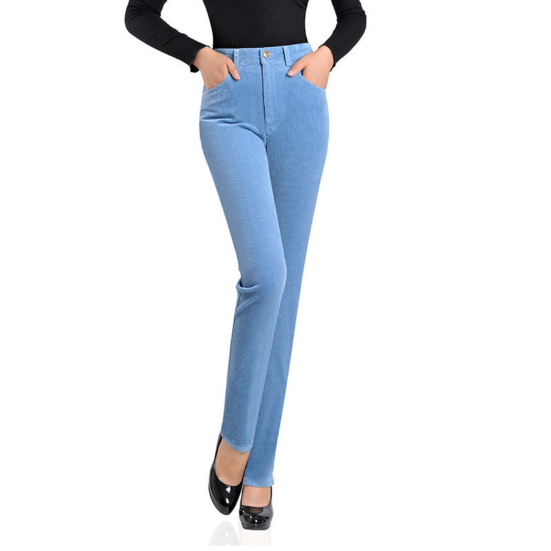 Stretch Loose Straight Leg Pants Corduroy Casual Cotton
