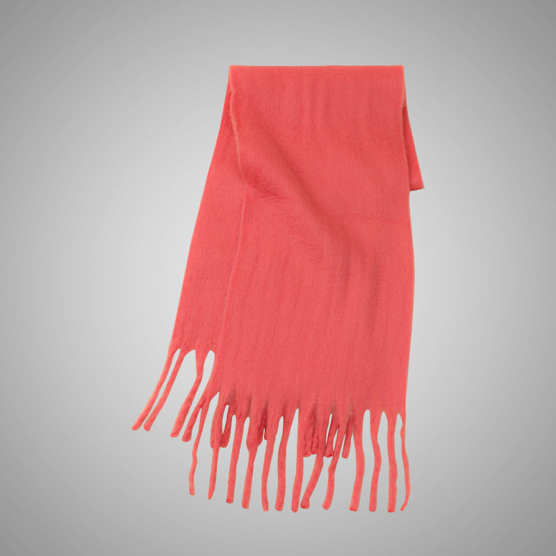 Mohair Casual Stil Blød Fluffy Ensfarvet Varmt Tørklæde