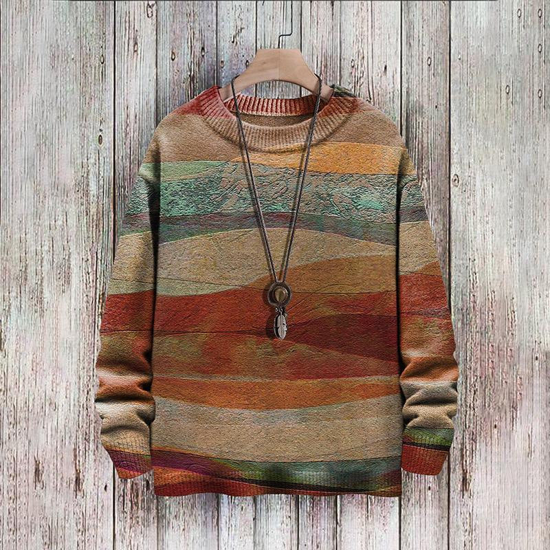 Style Digital Printing Drop-shoulder Long Sweater Abstract