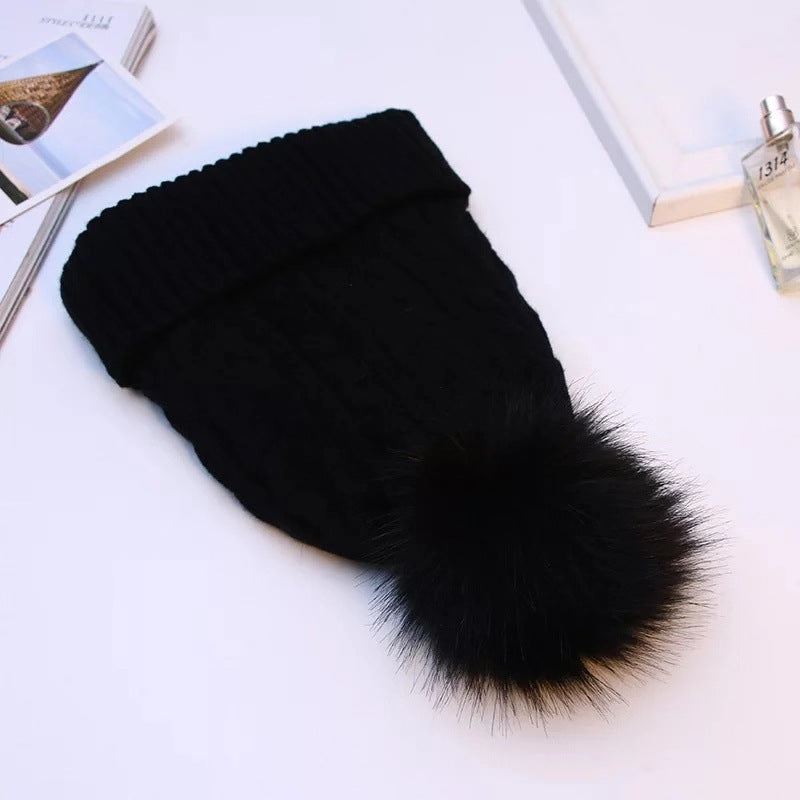 Cashmere Double-layer Wool Outdoor Warm Knitted Hat