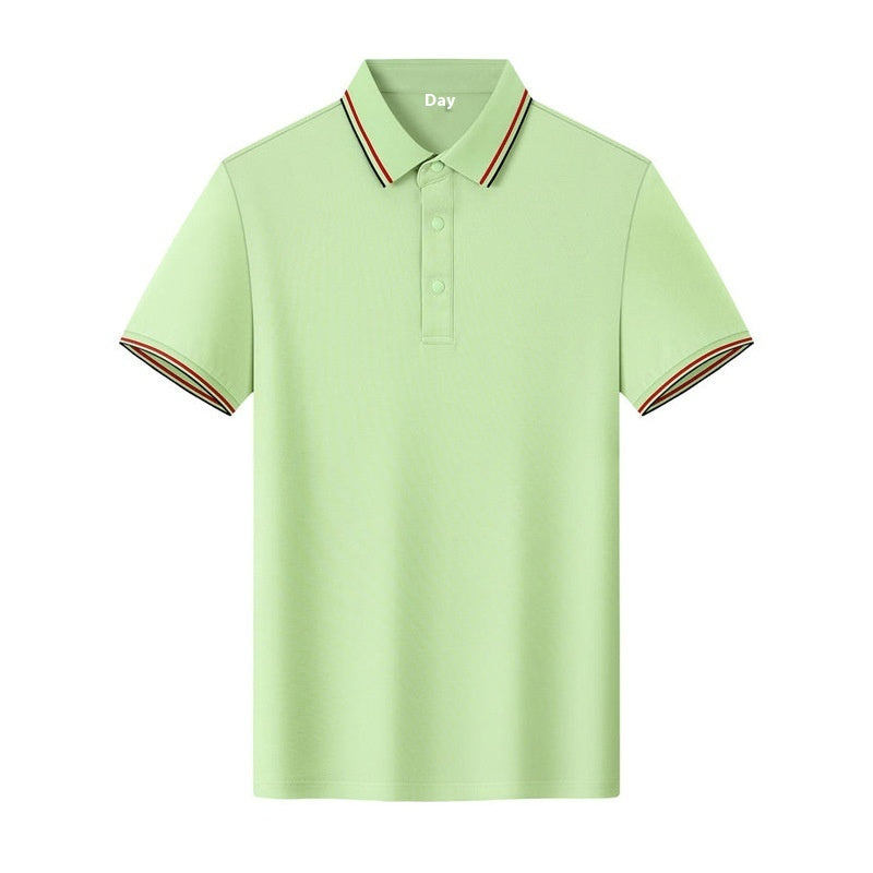 Male Solid Color Summer Work Clothes Lapel T-shirt